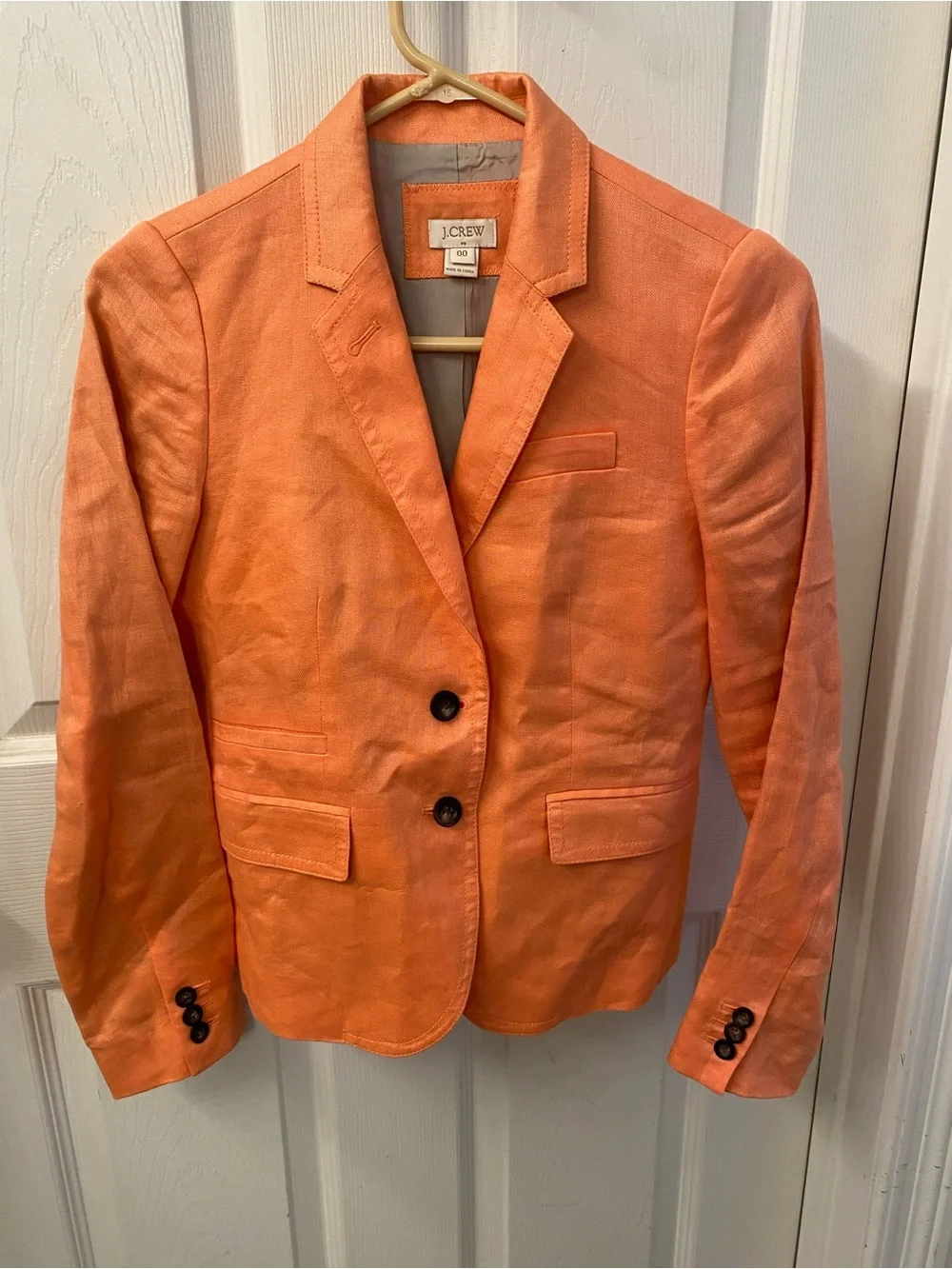 J. Crew Bright Orange schoolboy Blazer Two buttons 100%linen